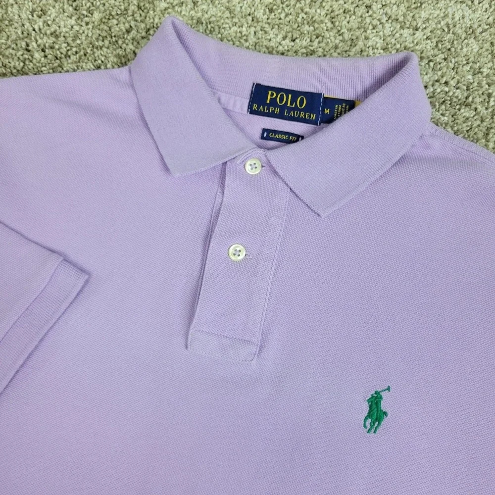 Polo Ralph Lauren Classic Fit Mens Medium Solid Purple Pony Stretch Knit SS